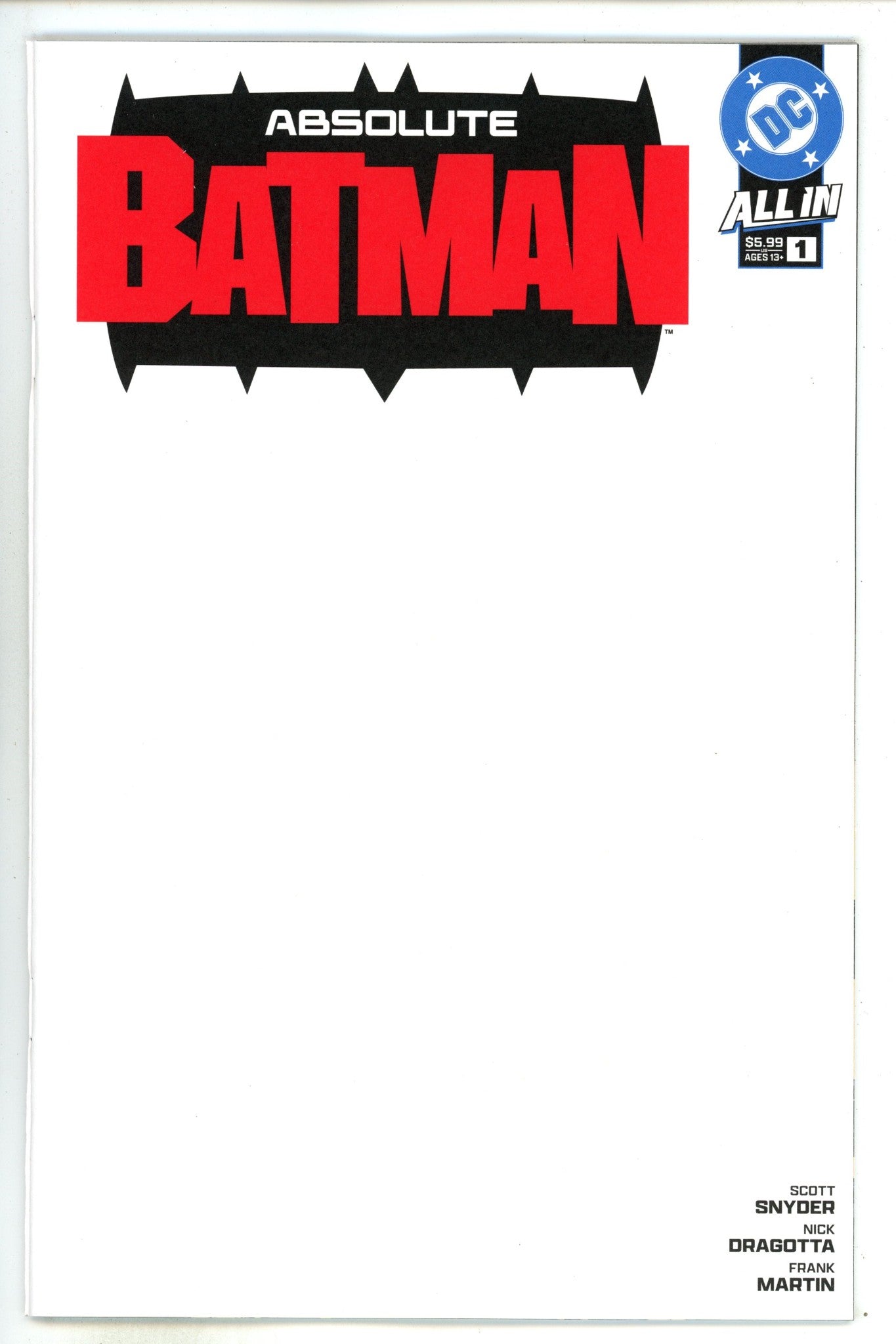 Absolute Batman  1   4th Print Blank Variant   (2024)