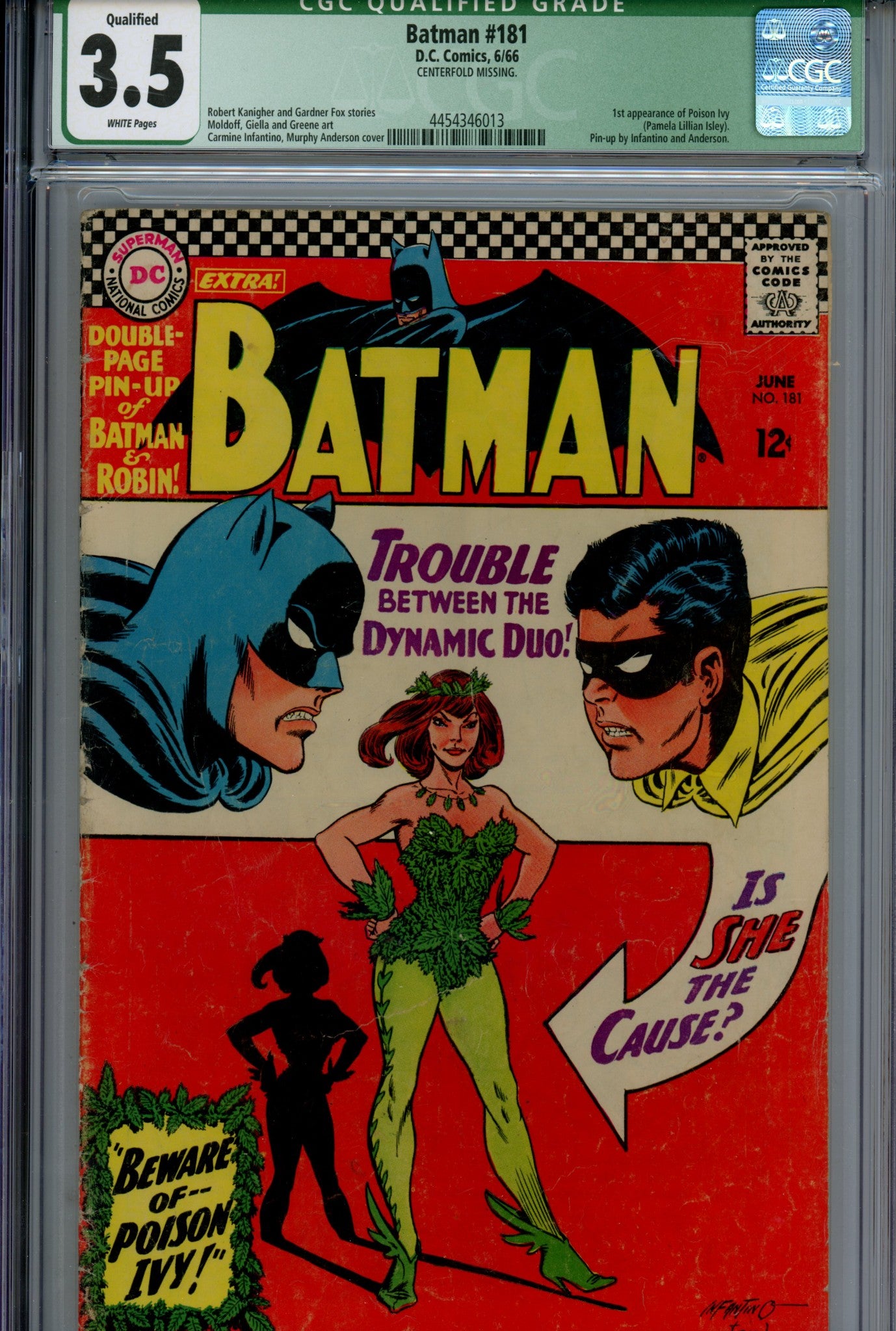 Batman Vol 1 181 CGC 3.5 (VG-) Centerfold Missing (1966) 