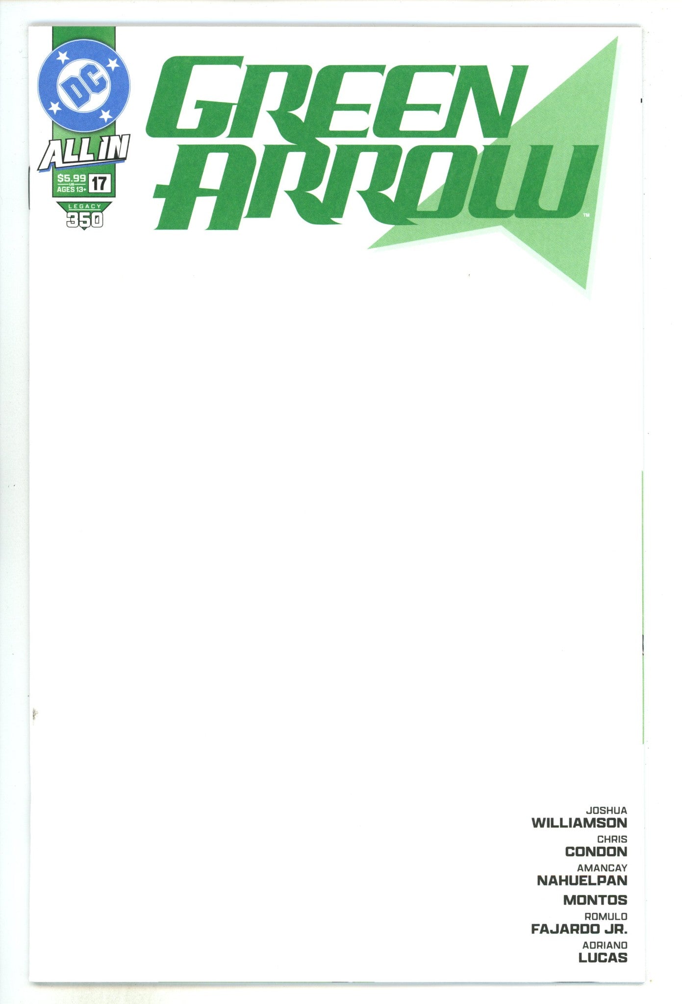 Green Arrow Vol 7 17 Blank Variant (2024)