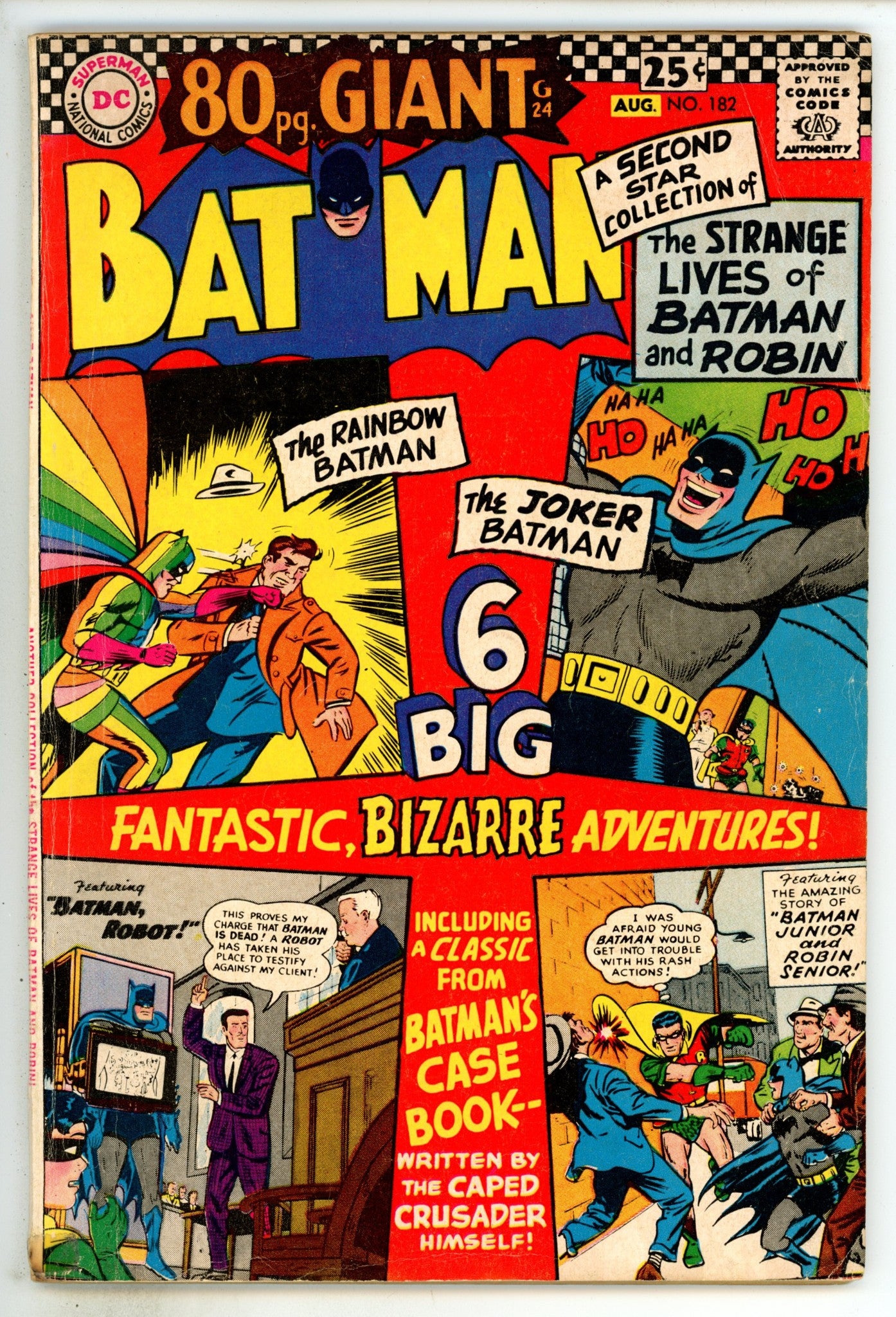 Batman Vol 1 182 VG (4.0) Interior Cover Taped (1966) 