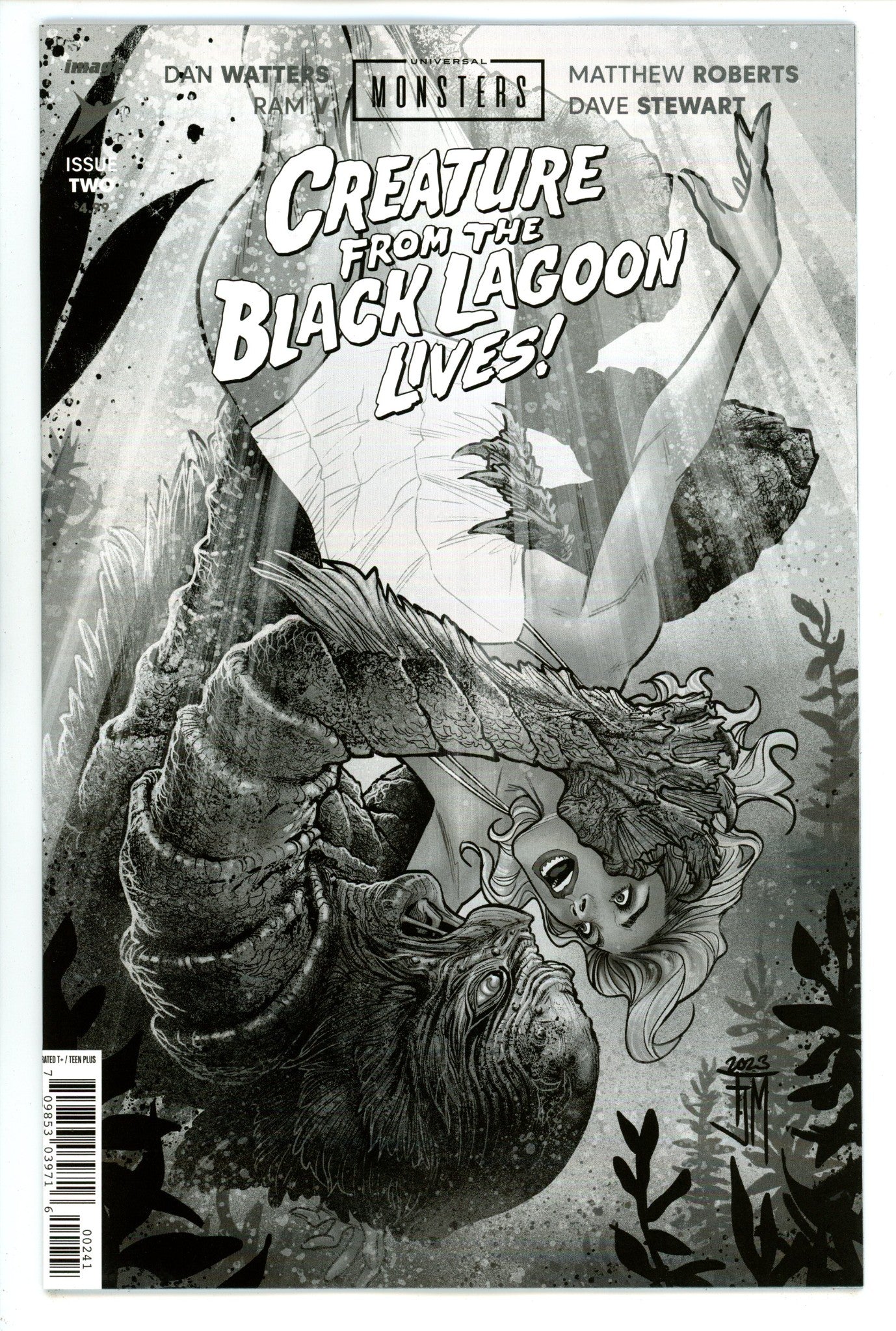 Universal Monsters Creature From The Black Lagoon Lives 2 Manapul B&W Incentive Variant NM (2024)