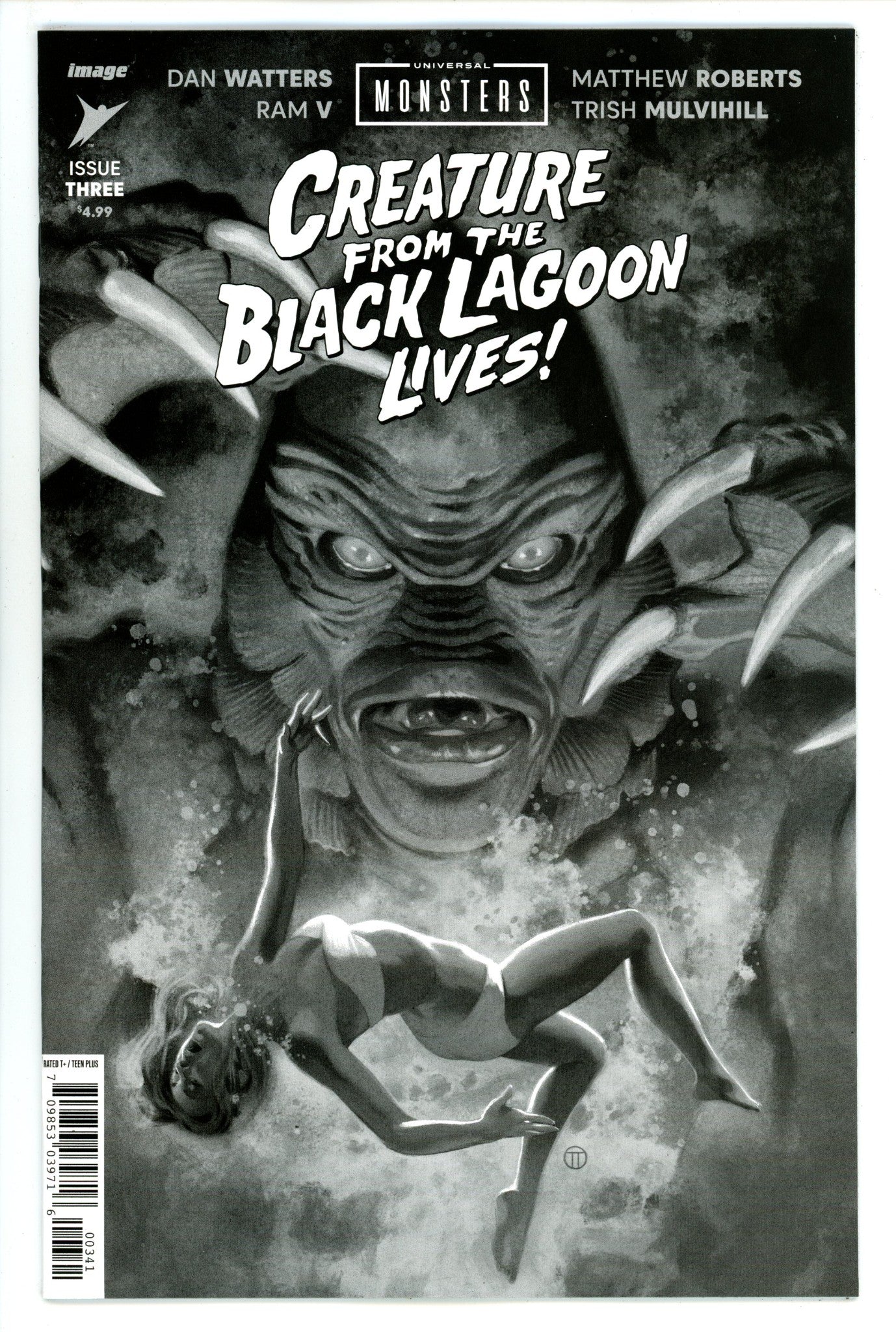 Universal Monsters Creature From The Black Lagoon Lives 3 Tedesco B&W Incentive Variant NM- (2024)