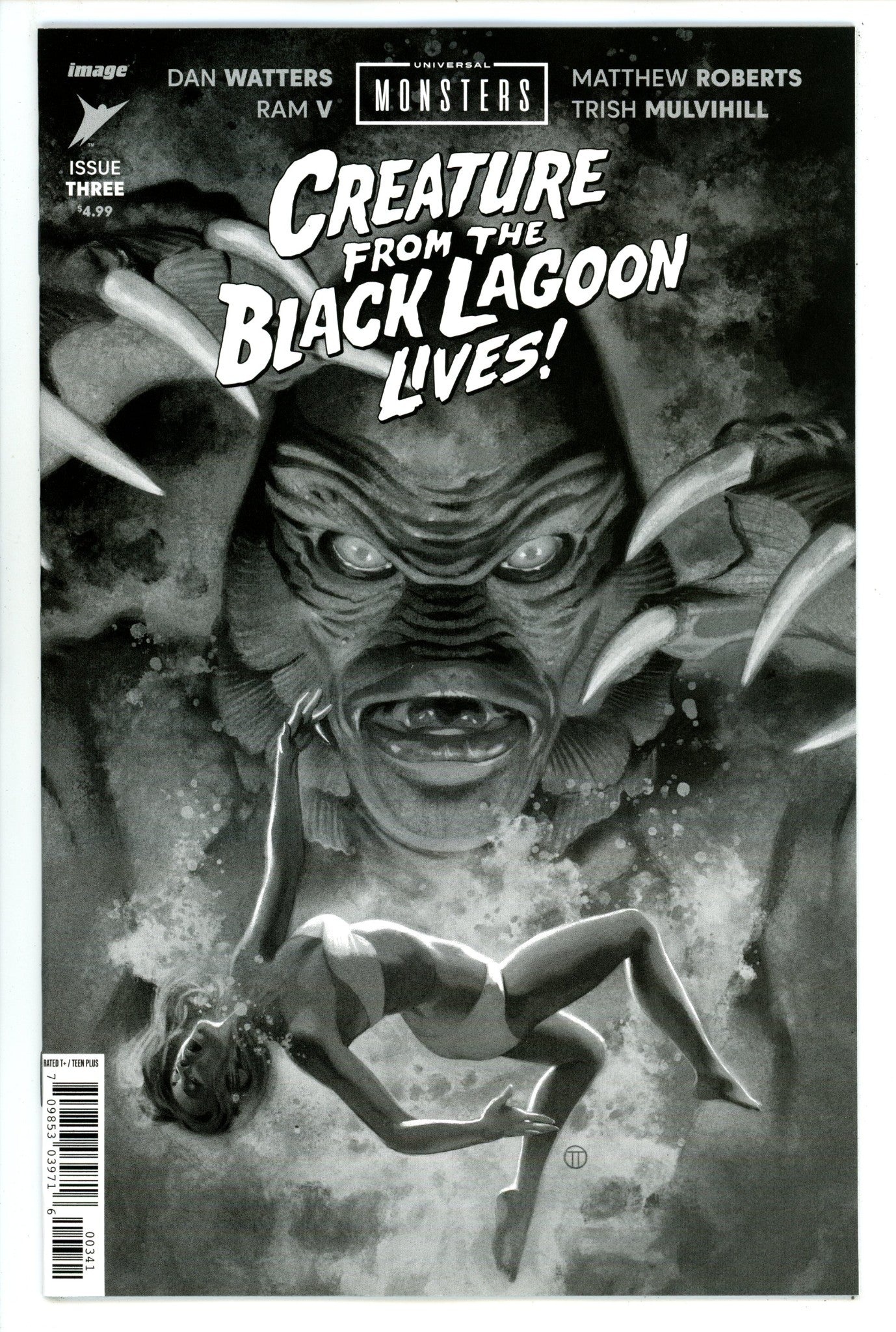 Universal Monsters Creature From The Black Lagoon Lives 3 Tedesco B&W Incentive Variant NM (2024)