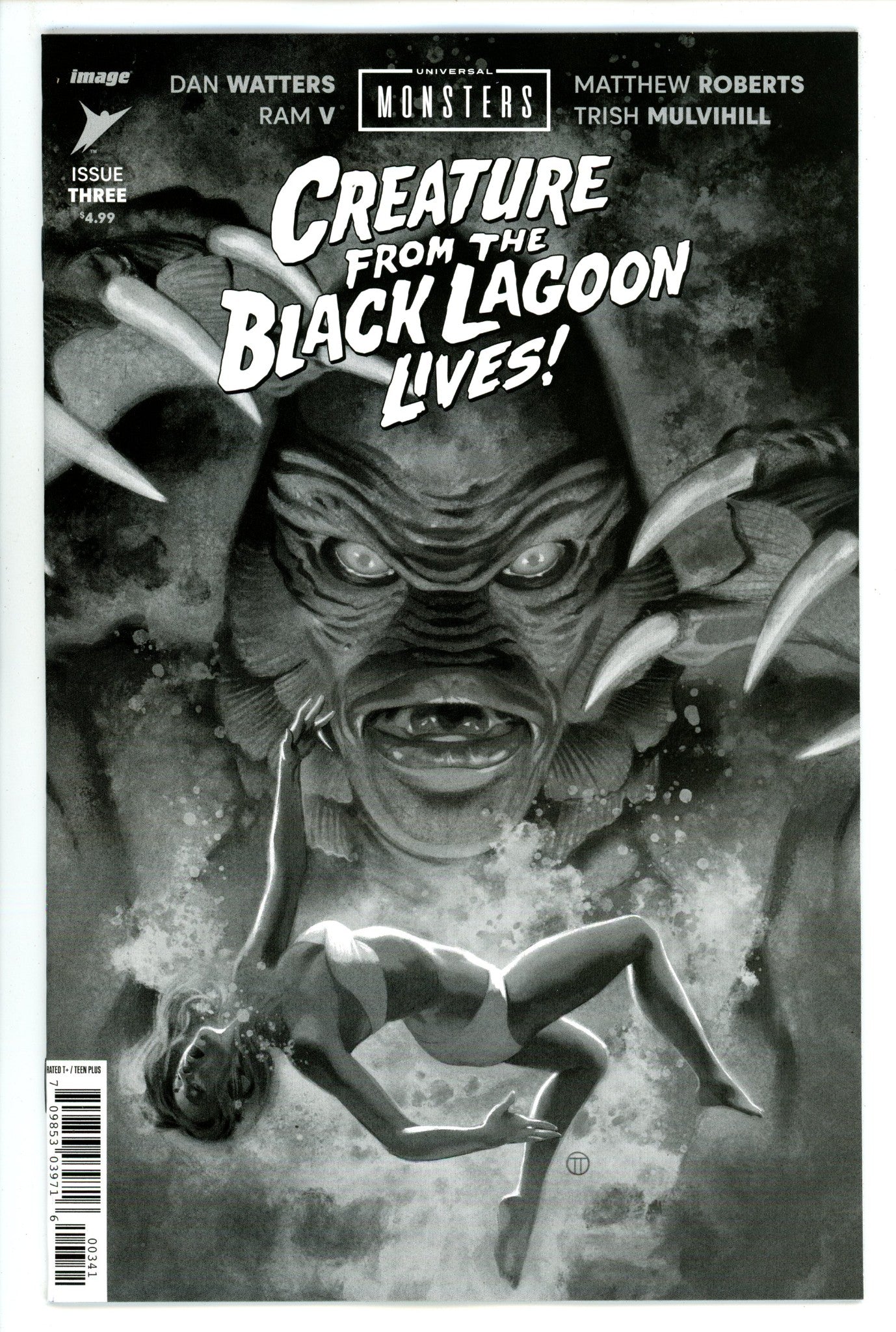 Universal Monsters Creature From The Black Lagoon Lives 3 Tedesco B&W Incentive Variant NM+ (2024)